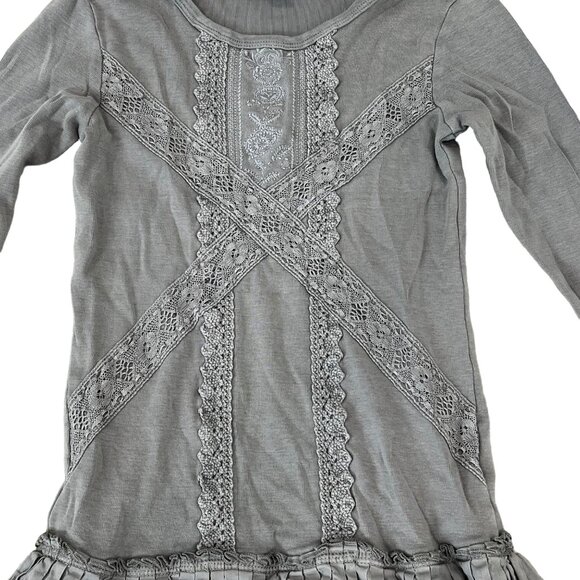 Naartjie Kids Size 8 Years XXL Gray Long Sleeve Lace Dress - Picture 4 of 5